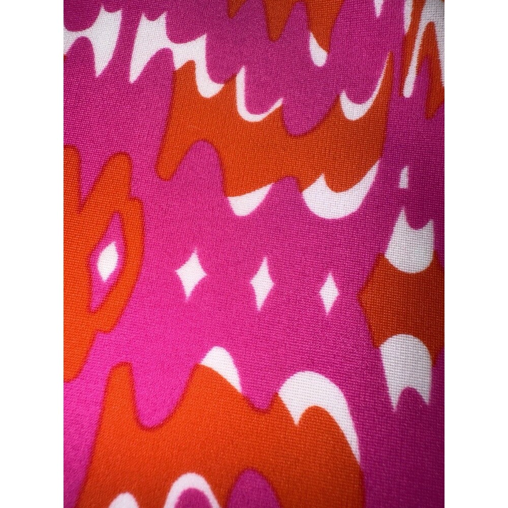 Jude Connally Pink Orange Ikat Sleeveless V-Neck Stretch Knit Top Made In USA  M - Picture 8 of 11